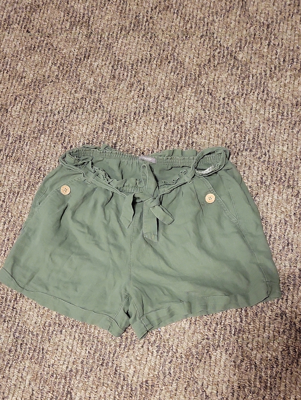 Maurices Olive Green Elastic & Tie Waist Shorts